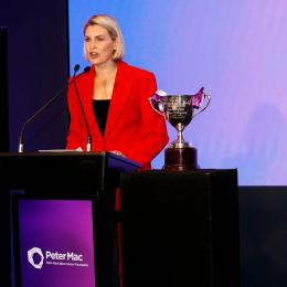 We kicked off the 31st Peter Mac Cup with a memorable breakfast at the MCG on Monday morning, bringing together over 400 guests alongside @carlton_fc and @collingwood_fc to begin a meaningful week in support of Peter Mac Cup. Hosted by Fox Footy’s @sarahjonesfoxfooty , the morning featured a powerful conversation with AFL legend David Parkin and Peter Mac researcher Professor Grant McArthur who each shared their personal cancer journeys with Prostate cancer. The program also included insights from @darcymooore and @jacobweitering23 , as they looked ahead to their Round 6 showdown. A sincere thank you to the many current and former Carlton and Collingwood players who generously gave their time to be part of the event and show their support. We’re also incredibly grateful to our corporate partners, the Pratt Foundation, and @communitybank_strathmore for helping make this event possible. Now, attention turns to Thursday night’s big game. Whether you’re at the ground or watching from home, stand with us and support the fight against cancer. You can contribute to life-saving research through the Peter Mac Cup via the link in our bio.