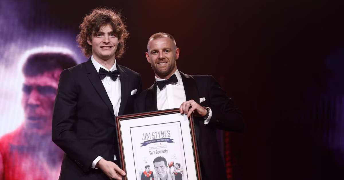 Sam Docherty accepts award